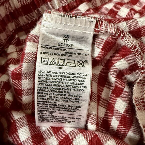 Gap Adult Unisex Softest Cotton Flannel PJ Pants Red White Gingham Plaid XS NEW - Picture 11 of 15